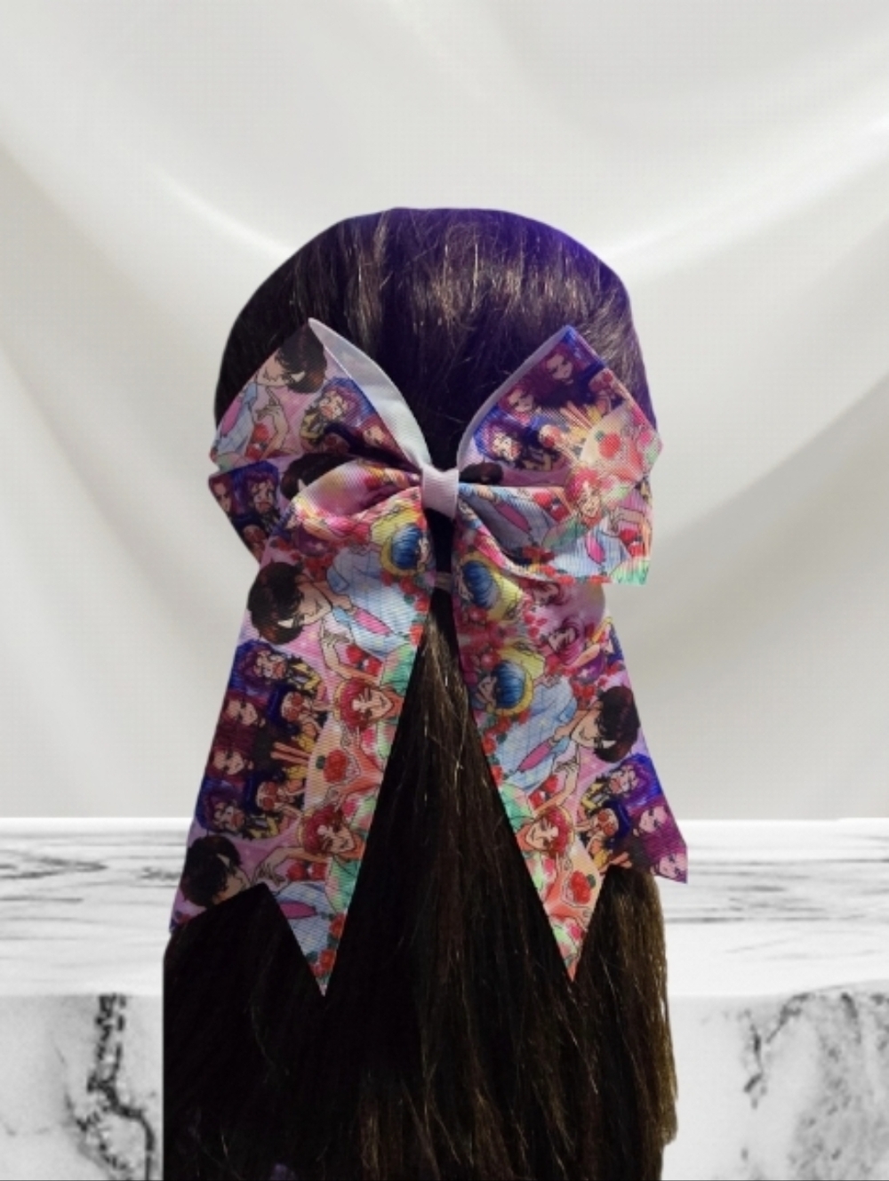 K-pop  Large Multicolor Anime Print Hair Bow